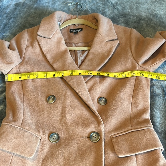 TopShop Camel Peacoat Trench Double Breasted Women Fall Winter Midi Pockets Sz 2 - Picture 13 of 13